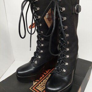 GENUINE HARLEY DAVIDSON Women's Celina Black 10.75in Fashion Wedge Boots D84732